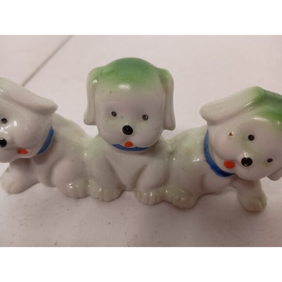 Vintage Japanese Pottery Poppies Poppy Dog Trio Ceramic Figurine - Picture 2 of 10